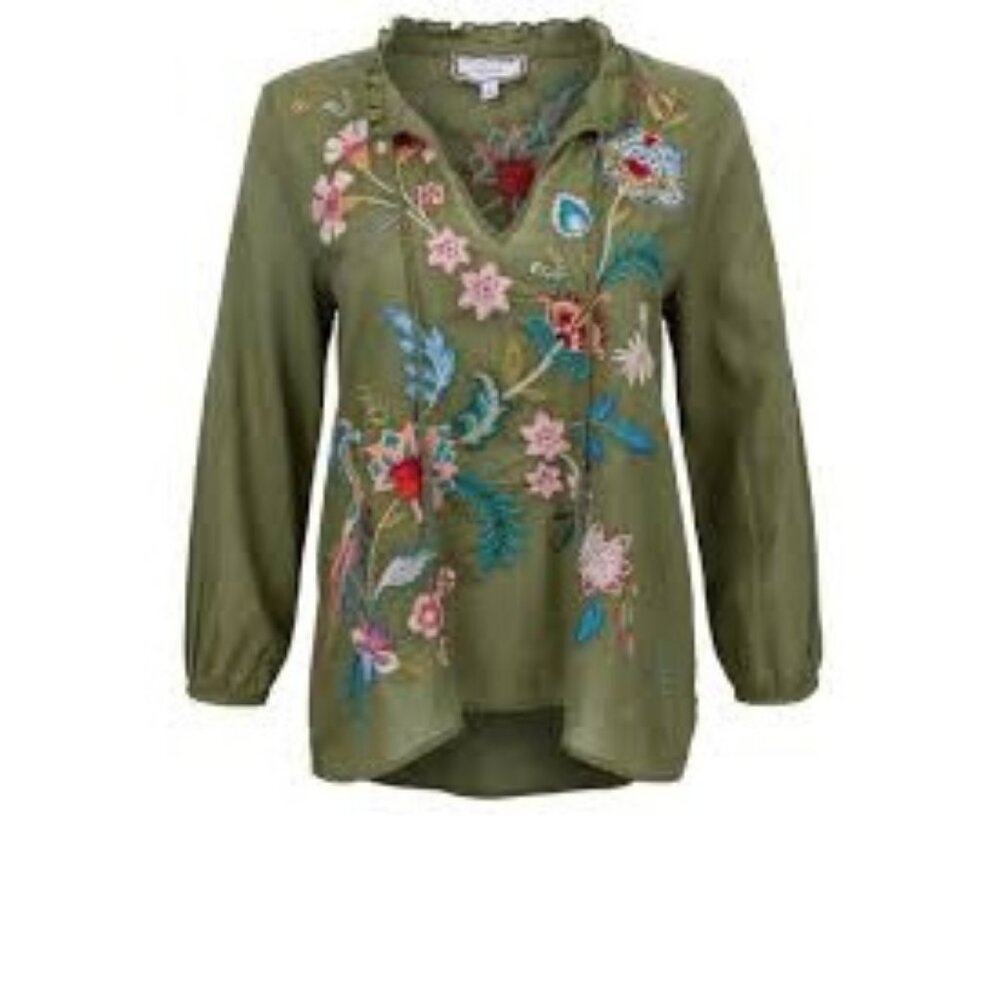 J-82. Johnny Was Field Blouse Malaya Moss Small